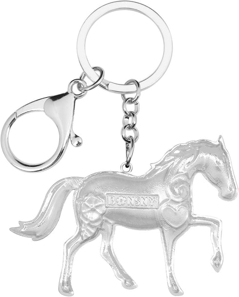 BONSNY Enamel Metal Horse Key chains For Women Girls Gifts Car Purse Animal Pendant Charms...