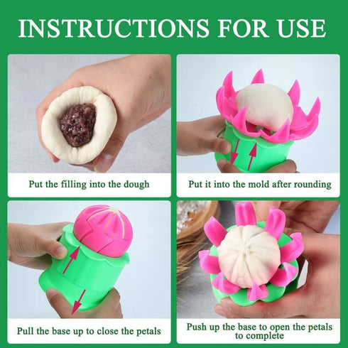 5 Pieces Bun Maker Dumpling Maker Steam Filled Plastic Mold and Filling Spoon Cooking Tool Set for Adults Press Steamed Stuffed Mould Make Delicio...
