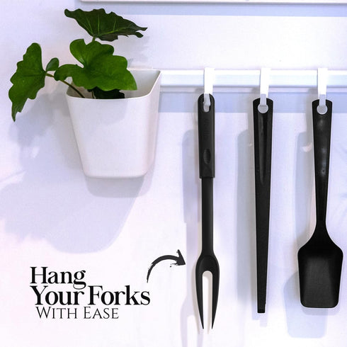 Nylon Fork Made of Heat Resistant Nylon with Plastic Handle with Hole Ideal for use with Non-Stick Pots and Pans (Pack Of 2) - By Ram Pro...