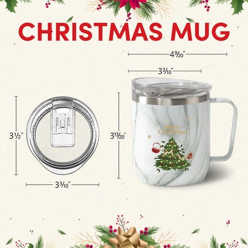 VAHDAM Christmas Mug, Christmas Gifts For Women, Men & Adults | Stainless Steel, Vacuum Insulated Coffee Mug with Lid - 10 oz | Christmas Gifts 20...