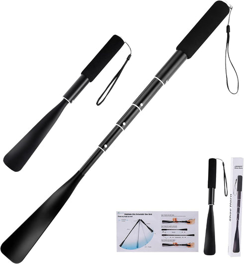 JJDPARTS Shoe Horn Long Handle,14.5"-37" Retractable Shoe Horn,Aluminum Shoe Horn For Men Women Kids Seniors...