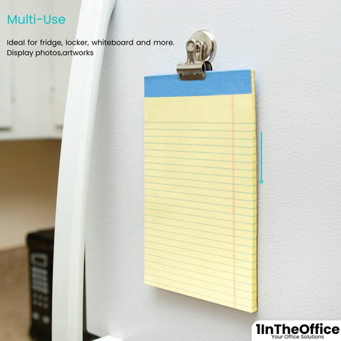 1InTheOffice Magnetic Clips 1.5 Inch - Heavy Duty Refrigerator Magnetic Clips - 1.3" (3), Clip Magnets...