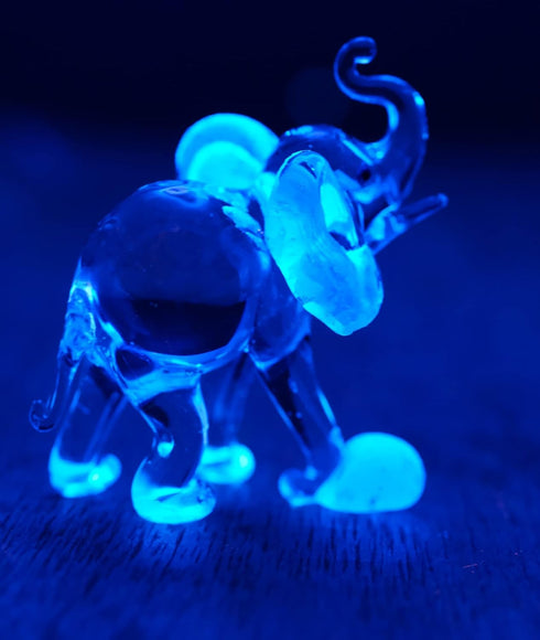 Garden Deco Glow in The Dark Blue Elephant Kick Football Hand Blown Art Glass Figurine Ornament Sculpture...