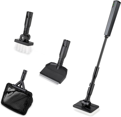 hygger Small Aquarium Cleaning Tools, 4 in 1 Fish Tank Cleaner Kit with Handle,Fish Net,Algae Scraper,Clean Brush,Flat Sponge...