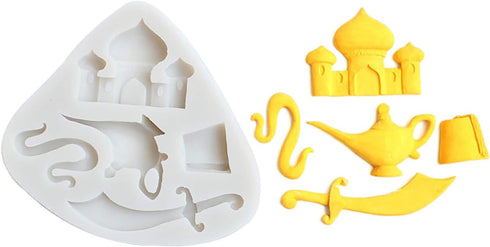 Aladdin myth themed Knife Teapot House Silicone Mold DIY Jelly Shots Handmade Ice Cream Candy Crystal Ice Cube Soap Mould Fondant Mold Desserts Cu...
