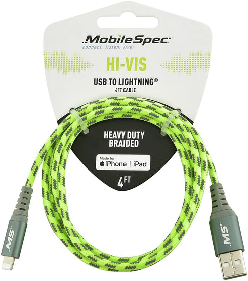 MobileSpec MBSHV0422 Hi-Visibility 4 Foot Lightning(R) to USB-A Cable - Yellow......