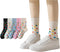 Polka Dots Socks Women Colorful Dots Cotton 5 Pairs Mid-calf Crew Socks Cute Breathable High Ankle...