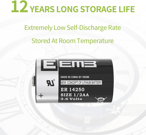 EEMB LS14250 3.6V 1/2 AA Lithium Batteries 1/2AA ER14250 Li-SOCL? Non-Rechargeable Battery 10Pack Replace for SAFT 14250 XL-050F SB-AA02 TL-5902 T...