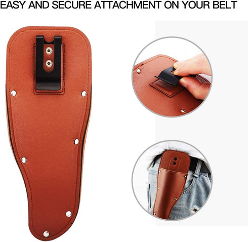 Garden Pruner Sheath, Pruner Tool Holster, Premium PU Leather Holster Protective Case Cover Scabbard for Gardening Pruning Shears Scissor - Brown...
