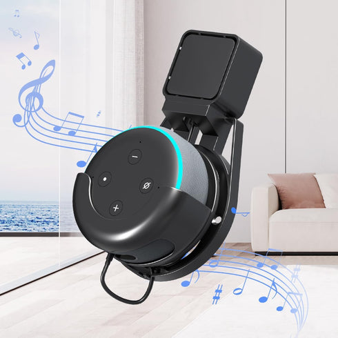 suptek Wall Mount Holder for Echo Dot 3rd Gen, Outlet Wall Mount Stand for Alexa, with Built-in Cable Management, Wall Screw or Stick-on Option, S...