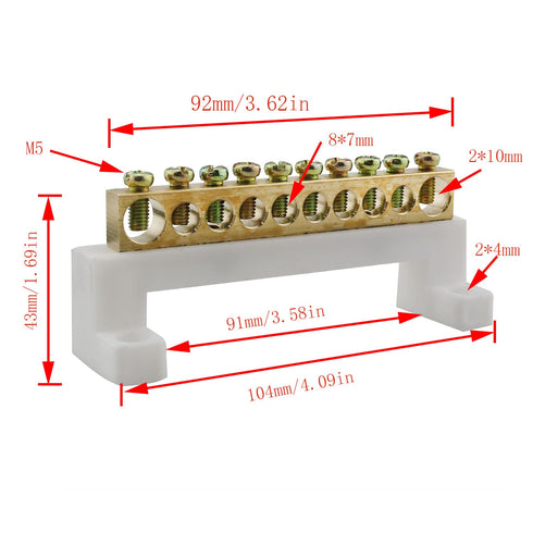 Terminal Block Connector Bar CHENJIN 10 Positions Single Row High Bridge Design Electric Barrier Bar, Terminal Bus Bar...