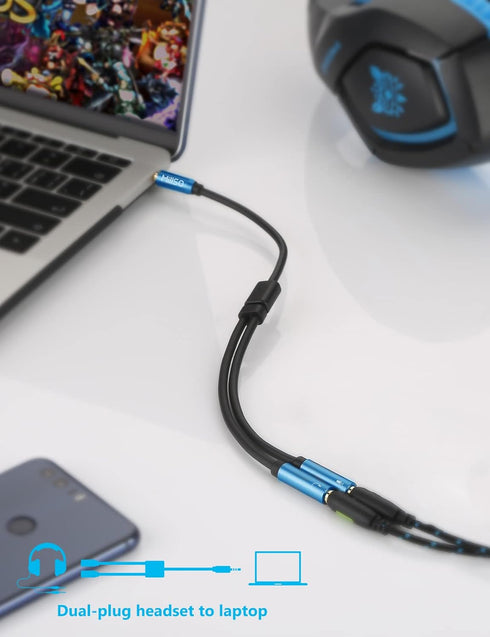 MillSO 3.5mm Headphone Splitter Adapter CTIA Audio Splitter (2 TRS Female to 1 TRRS Male) Compatible for Xbox One, PS4, Smartphone, Laptop to a Do...