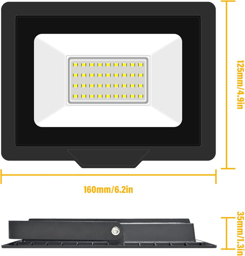 RIGIDON 30W LED Flood Light Outdoor 3000LM Super Bright Outdoor Lights 6000K Daylight White IP66 Waterproof Security Lights for Garden, Garage, Ya...