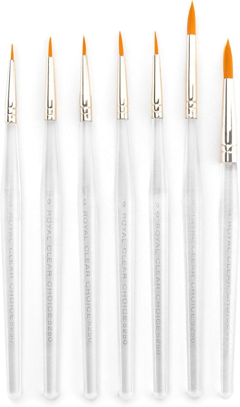 Royal & Langnickel RSET-9158 Royal Zip N' Close Gold Taklon Clear Acrylic Handle Detail Brush Set, 10.5 x 3.9 x 0.5, Multicolor, 7-Piece...