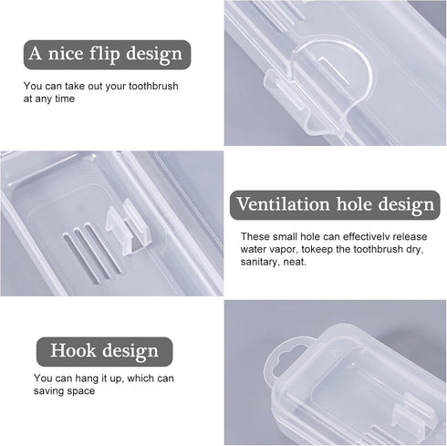 Toothbrush Travel Case 2 Pack, Clear Toothbrush Case Holder Travel Size Plastic Toothbrush Holder Toothpaste Storage Container Portable for Travel...