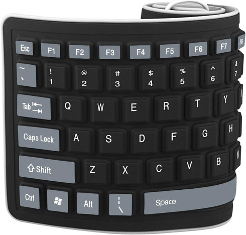 sungwoo Foldable Silicone Keyboard USB Wired Waterproof Rollup Keyboard for PC Notebook Laptop (Black+Grey)...