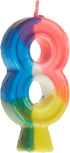 Vibrant Number "8" Rainbow Birthday Candle - 2.75" (1 Pc) - Perfect for Memorable Eighth Birthday Celebrations...