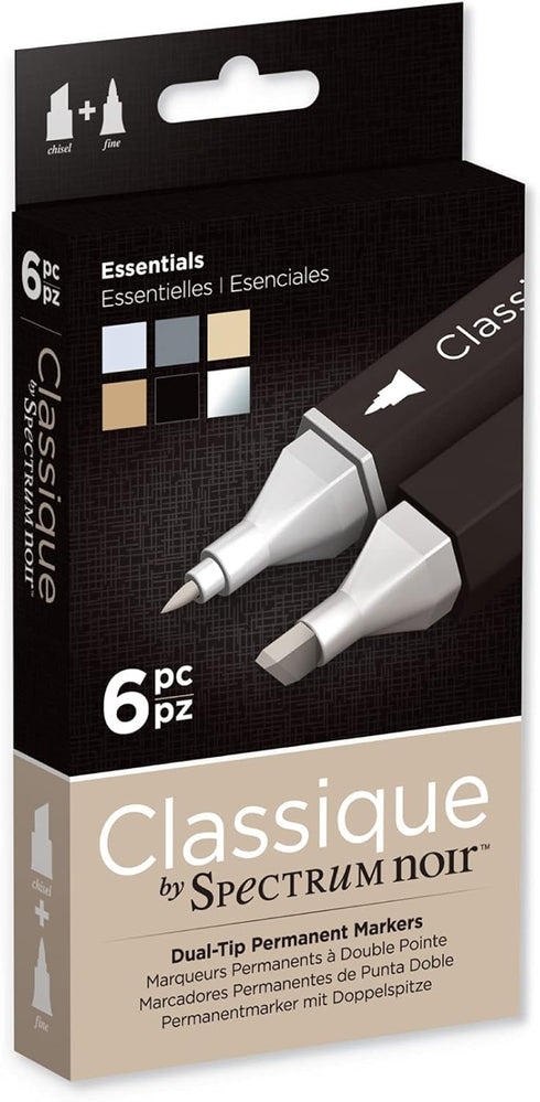 Spectrum Noir Classique Design Alcohol Marker Dual Nib Pens Set-Essentials-Pack of 6...