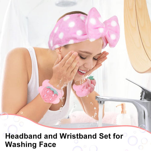 Shintop 6 Pcs Face Wash Headband and Wristband Set, Soft Spa Headband Cute Absorbent Wrist Towels for Washing Face Skincare Makeup Stocking Stuffe...