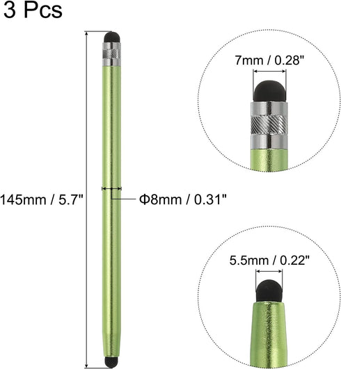 MECCANIXITY 3pcs Stylus Pens for Touch Screens Dual Rubber Tips Capacitive Stylus Universal Tablet Pen Sensitivity Precision, Green......