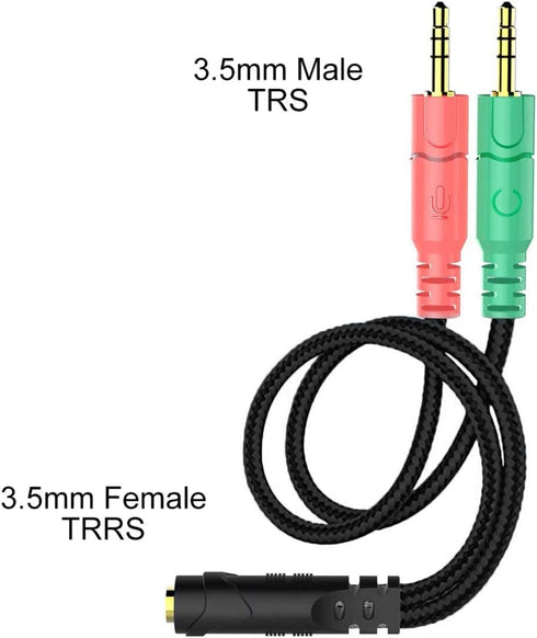 ENVEL Headset and Microphone Splitter Cable for PC 3.5mm Jack Headphones Audio Adapter Convertors 3.5mm Female to 2 Dual 3.5mm Male for Computer S...