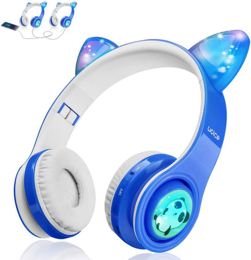 Woice Wireless Bluetooth Kids Headphones, LED Flashing Lights, Music Sharing Function, 85db Volume Limited, Over-Ear and Build-in Mic Wireless/Wir...