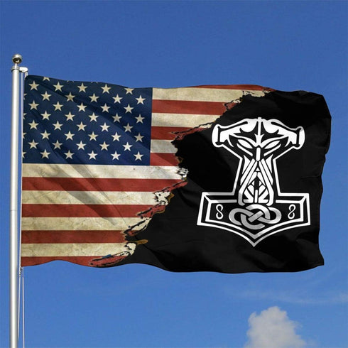 in Odin We Trust Thor Vikings Hammer Mjolnir Norse Celtic Outdoor Flag Decorative Flag Banner Flags Garden Flag Home House Flags 4x6 Ft...