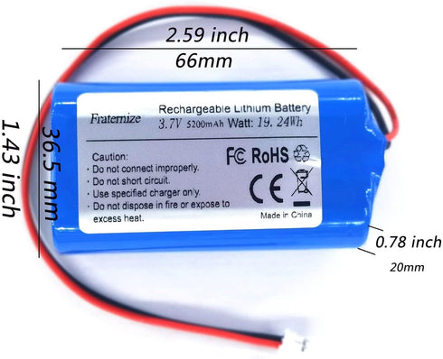 5200mAh 3.7v Lithium ion Battery with 2.0Pin JST-PH JST 2.0/2P Plug Rechargeable Battery Pack Lithium 3.7 Volt Batteries for Electronics, Toys, Li...