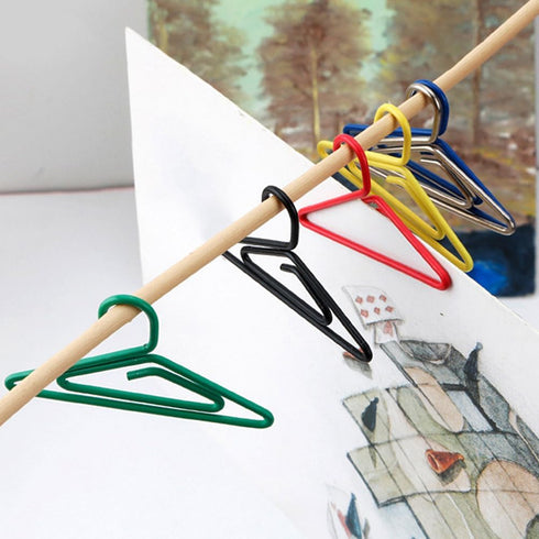 50pcs Creative Paper Clips, Hanger Shaped Colorful Paper Clips, Metal Wire Bookmark Marking Document Organizing Clip, Office Paperclips Small Bind...