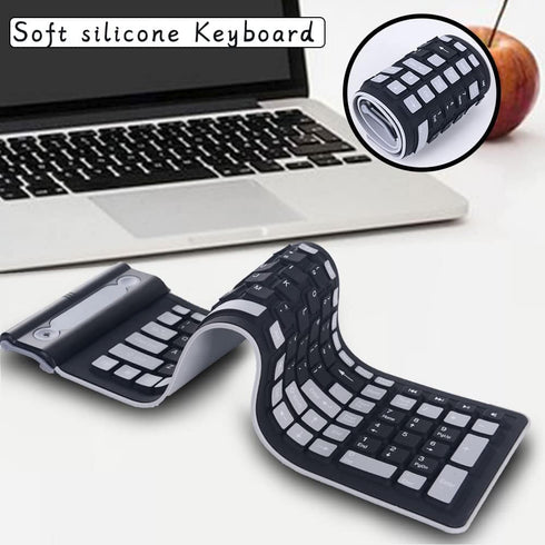 2.4G Wireless Silicone Keyboard, Portable Keyboard for Laptop, PC, Notebook and Travel, Flexible Foldable and Rollup Keyboard, Waterproof, Dustpro...