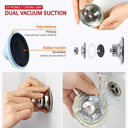 BATHBEYOND Shower Caddy Suction Cup Tier Shower Shelf - Adjustable Shower Caddy 400 Stainless Steel No-Drilling and Extra Adhesive Sticker for Mor...