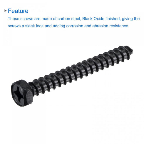 uxcell Hex Lag Screws 1/4" x 2" Carbon Steel Phillips Head Half Thread Self-Tapping Bolts for Deck Building or Joining Lumber 25pcs...