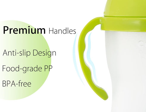 Baby Bottle Handles for Comotomo 5 Ounce & 8 Ounce Silicone Baby Bottles, Compatible Comotomo Bottle Holder for Baby, Pack of 2, Green...