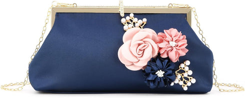 Lanpet Women's Satin Evening Clutch Bag Elegant Flower Formal Handbag Simple Classic Purse for Wedding/Prom/Party...