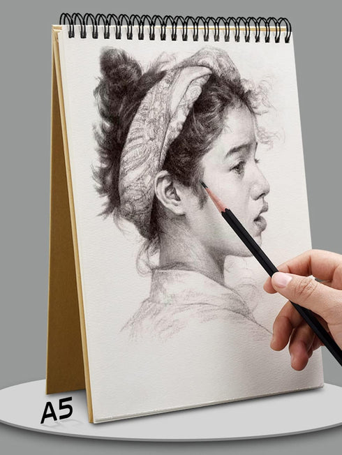 iXinyc A5 (8.3"x5.8") Spiral Sketch Book, Sketchbook for Drawing and Sketching, 30 Sheets, 160gsm Paper, Vertical Sketch Pad...