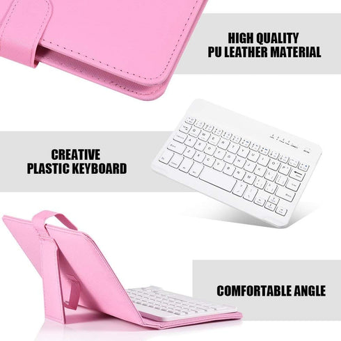 Portable Bluetooth Keyboard with Leather Case Cover with for 4.5''-6.8'' iOS, Android and Windows Smart Phones, Detachable with Kickstand...