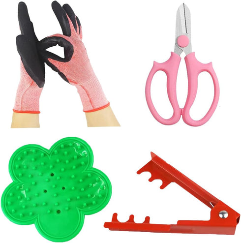 4PCS Gardening Gloves & Shears Scissor & Rose Thorn Stem Stripper Remover Tool, Flower Stem Stripper Tool for Garden & Florist supplies...