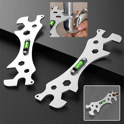 Faucet Wrench Spanner 9mm 12mm 14mm 17mm 23mm 30mm Screw Nut Openings with Level for Shower Repair Bathroom Hose Pipe Plumbing Installation Remova...