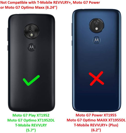 Compatible with T-Mobile REVVLRY, Moto G7 Play, G7 Optimo XT1952/DL - Hybrid Phone Case w/Ring Stand - RS4 Navyblue...