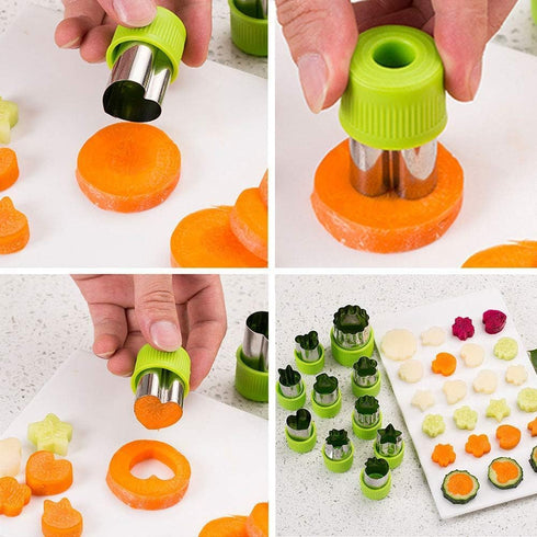 Cookie Cutter Sets for Kids, LetGoShop 12 Shapes Biscuit Cutters Baking Mold with Safty Handle and 10 Cartoon Food Fork, Stainless Steel Mini Vege...