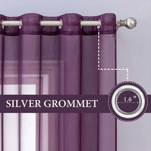 MIULEE 2 Panels Solid Color Plum Purple Sheer Curtains Elegant Grommet Window Voile Panels/Drapes/Treatment for Bedroom Living Room (54X84 Inch?Pl...