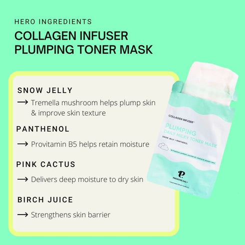 Plumping Face Masks (10-Pack) Korean Skincare Infused with Collagen, Snow Jelly, Panthenol, Niacinamide & Ceramide - Volumizing Solution for Fulle...