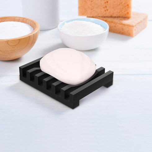 2Pcs Soap Dish Holder, Non-Slip Bathroom Accessories Silicone Soap Case Saver, Sink Deck Bathtub Shower Dish Soap Drainer, Silicone Holder for Soa...
