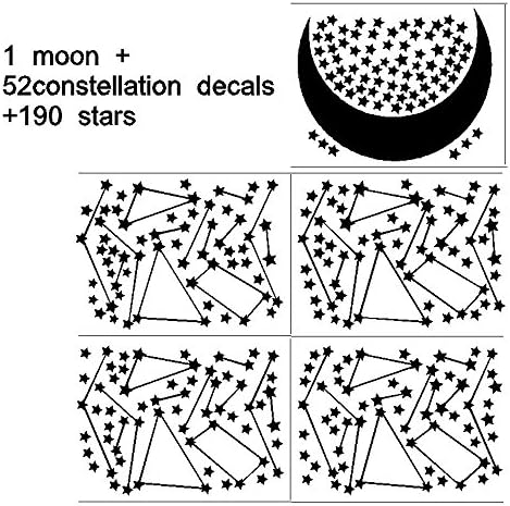 190 Gold Star Constellation Wall Decal Kids Bedroom Removable Decoration Outer Space Nursery Sticekrs Zodiac Astronomy Art Mural Decor ZB162 (Whit...