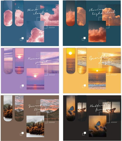Magnetic Book Markers Landscape Magnetic Bookmarks Magnet Page Markers Set Assorted Book Marks for Students Reading (QS241)...