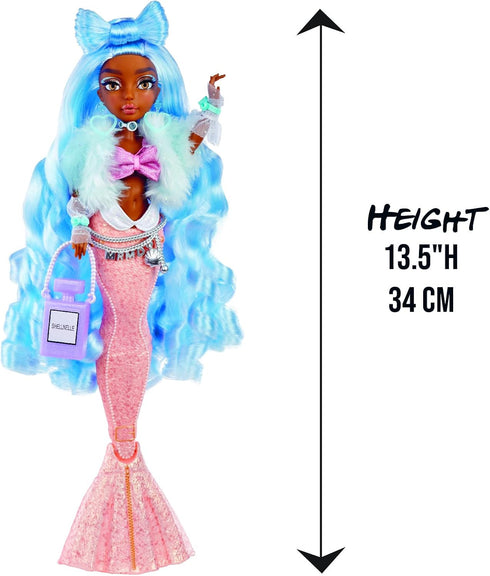 MERMAZE MERMAIDZ Color Change Shellnelle Mermaid Fashion Doll with Designer Outfit & Accessories, Stylish Hair & Sculpted Tail, Poseable, Multicol...
