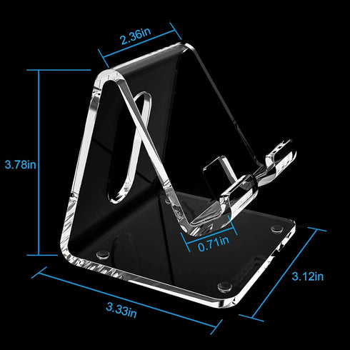 Crpich Acrylic Cell Phone Stand, Portable Clear Phone Stand for Desk, Compatible with Phone15 14 13 Pro Max Mini 12 11 Plus SE, Switch, Android Sm...