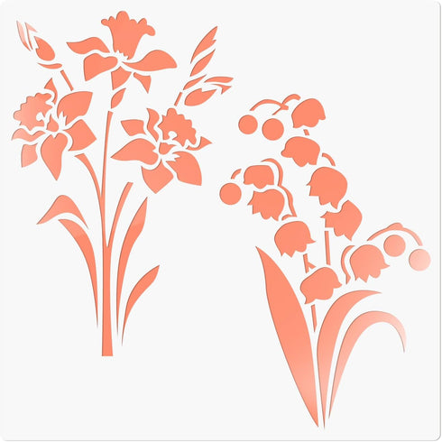 Daffodil Bell Flower Stencils for Painting on Wood 6" x 6", Reusable Flower Stencils for Painting on Walls, Small Flower Stencils for Kids, Crafts...