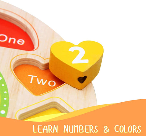 Wooden Clock with Lacing String & Shapes - Educational Learning Toys for 3 Year Olds & Up - Wooden Counting & Shape Sorting Toys for Toddlers - Do...