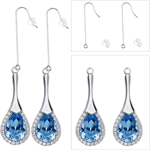 40pcs 2 Sizes Stainless Steel Earring Hooks Hypoallergenic French Long Earwire Hooks with Loop and 40pcs Bullet Earring Backs for DIY Earring Jewe...